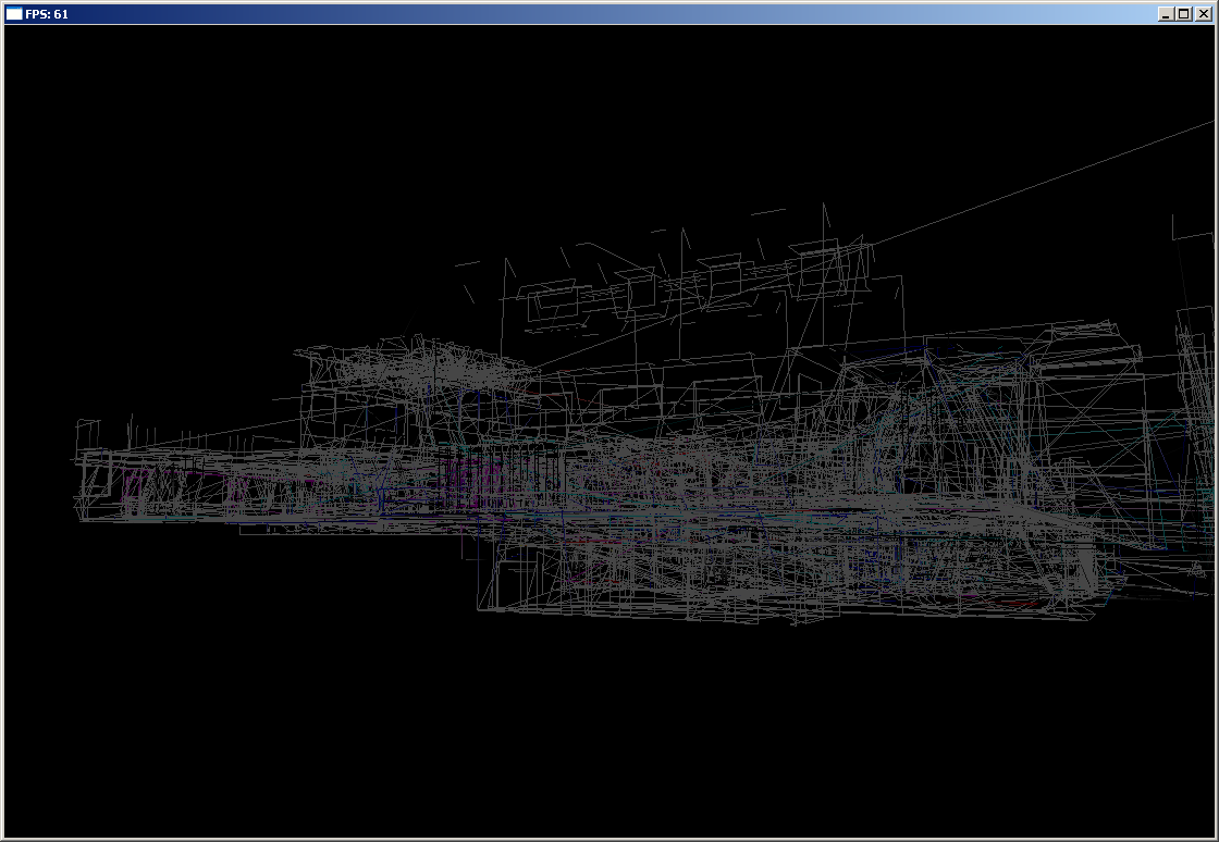 Very early shot, rendering using GL_LINES. Very early shot, rendering using GL_LINES.